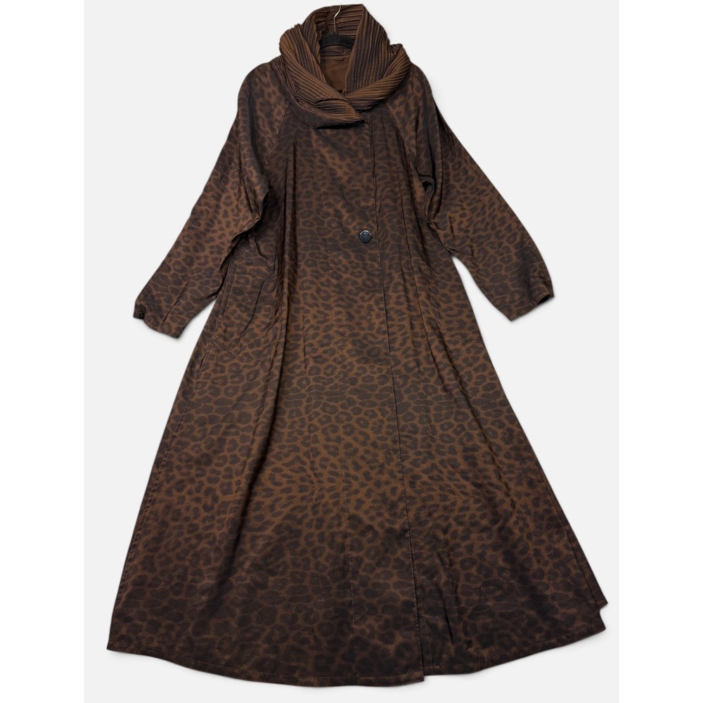 Mycra Pac Donatella Reversible Raincoat Size M L Accordion Hood Leopard Brown
